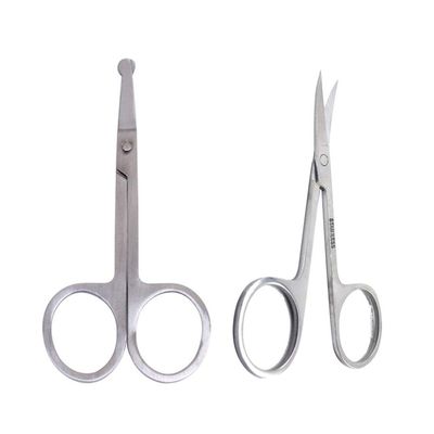 SHERCHPRY Nose Hair Eyebrow Trimmer Scissors 2pcs Safety Stainless Steel Rounded Edges