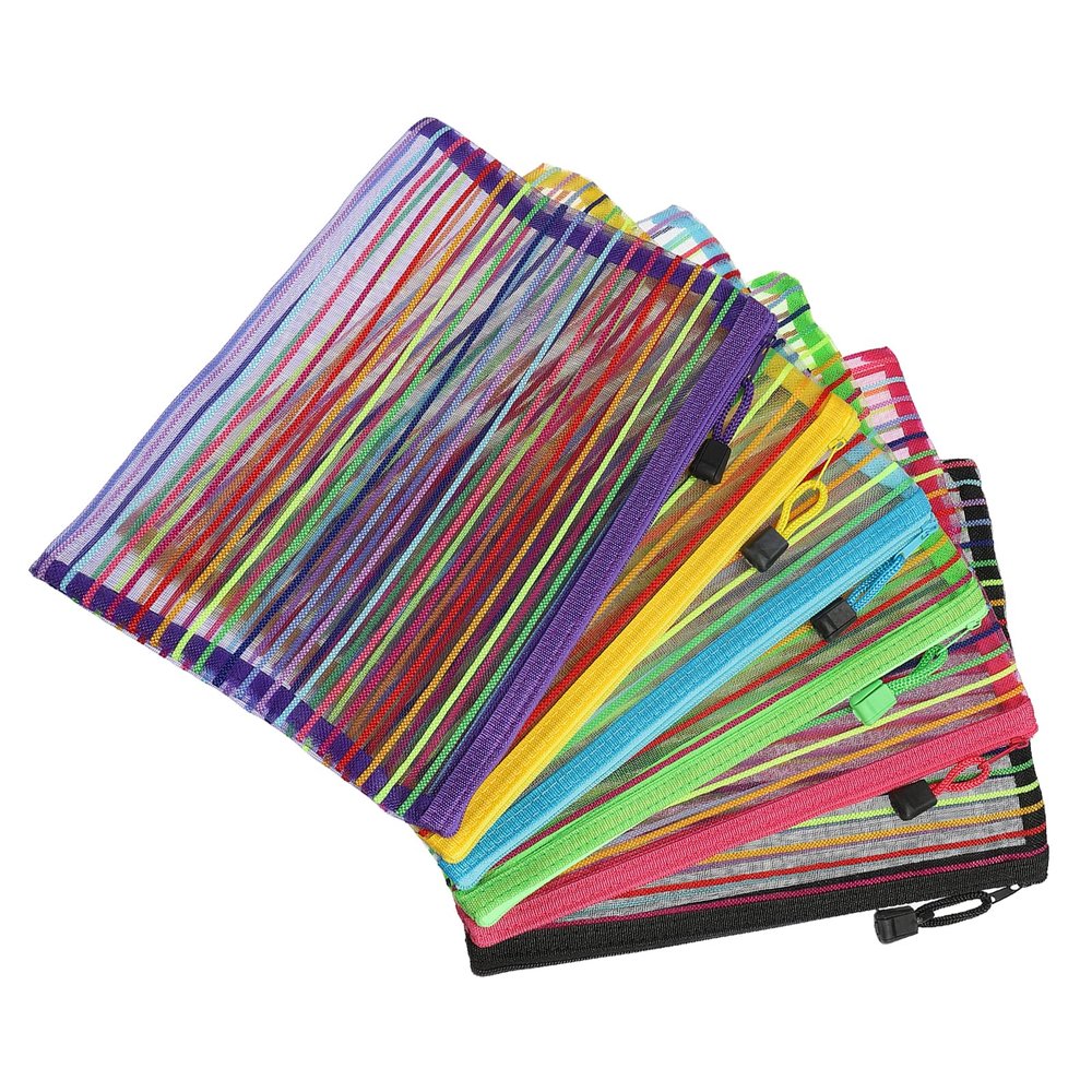 YOKIVE 6 Pack Mesh Cosmetic Bags, A5 Nylon Pencil Cases | Zipper Travel Organizers Makeup Pouch, Great for Home(Multicolor)