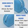 Waterproof Makeup Bag, Silicone Toiletry Bag, Portable Travel Storage Bag, Large-Capacity Washable Cosmetic Bag, Handy Pouch Bag with Zipper, Cosmetics Organizer for For Women Men (Blue) view 3