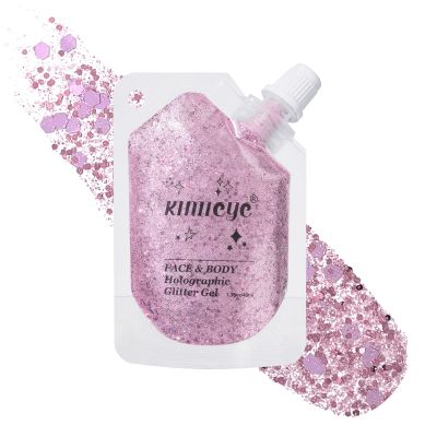Holographic Face Glitter Gel Body Shimmer Makeup for for Hair, Face, Clavicle, Arm, Nail, Eyeshadow, Long Lasting Waterproof Mermaid Sequins Party Glitter for Rave Festival, 1.35oz (Metallic Pink #12)