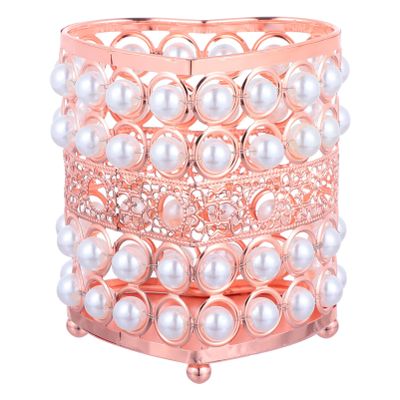minkissy Tabletop for Pearl Stationery Durable Gold Pencil Dressing Cosmetic Cup Rose Eyebrow Nail Organizing Organizer Holder Luxury Eyeliner Metal Pen Brush Storage Beads