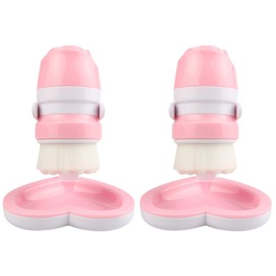 Beaupretty 2pcs Double-Headed Facial Cleansing Brush Heart Stand Deep Cleanse Tool for Makeup Removal Gentle Face Scrubber Box for