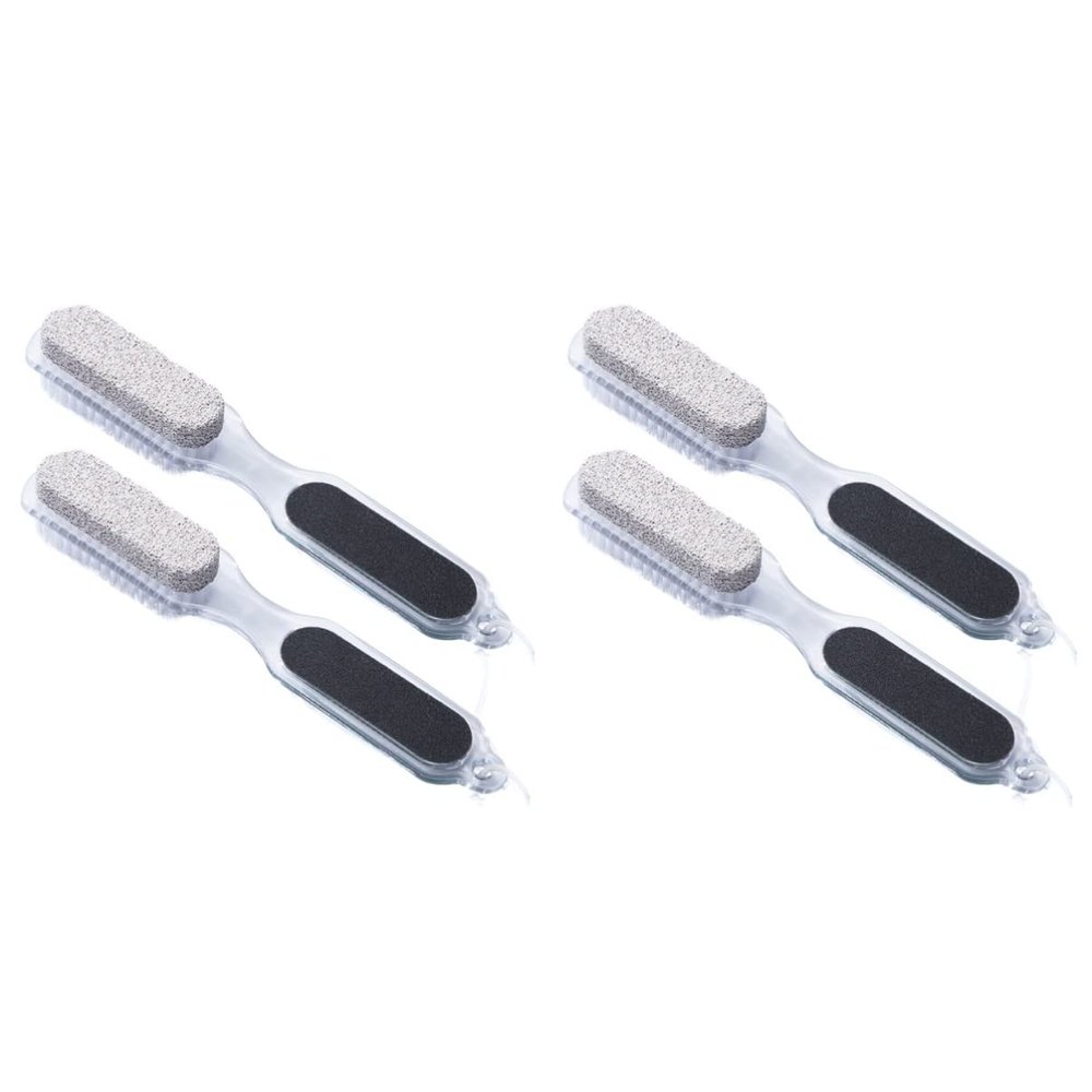 Beaupretty 4pcs Double-Sided Pedicure File Pumice Stone and Nail Brush for Dead Skin Removal and Exfoliation Ergonomic Design for Easy Handling and Spa-Like Foot Care