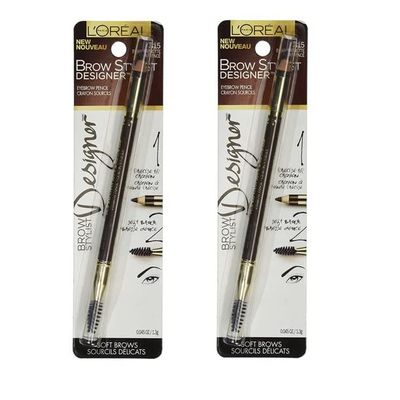 Pack of 2 L'Oreal Paris Brow Stylist Designer Eyebrow Pencil, Dark Brunette # 3152
