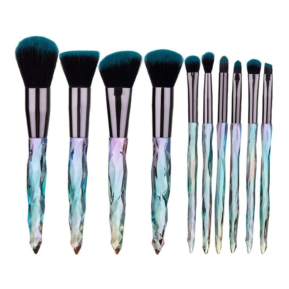 FRAHS Makeup Brushes 10PCS Crystal Makeup Brushes Set Cosmetic Beauty Powder Brush Concealer Eye Shadow Complete Makeup Kit Gift of Choice for mom, Wife or Female Friend. (Color : Green)