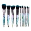 FRAHS Makeup Brushes 10PCS Crystal Makeup Brushes Set Cosmetic Beauty Powder Brush Concealer Eye Shadow Complete Makeup Kit Gift of Choice for mom, Wife or Female Friend. (Color : Green) view 1