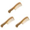 Healifty 3pcs Sandalwood Wide Tooth Comb Natural Coarse Tooth Massage Hair Comb for Detangling and Relaxation Lightweight and Portable Wooden Grooming Tool Khaki view 1
