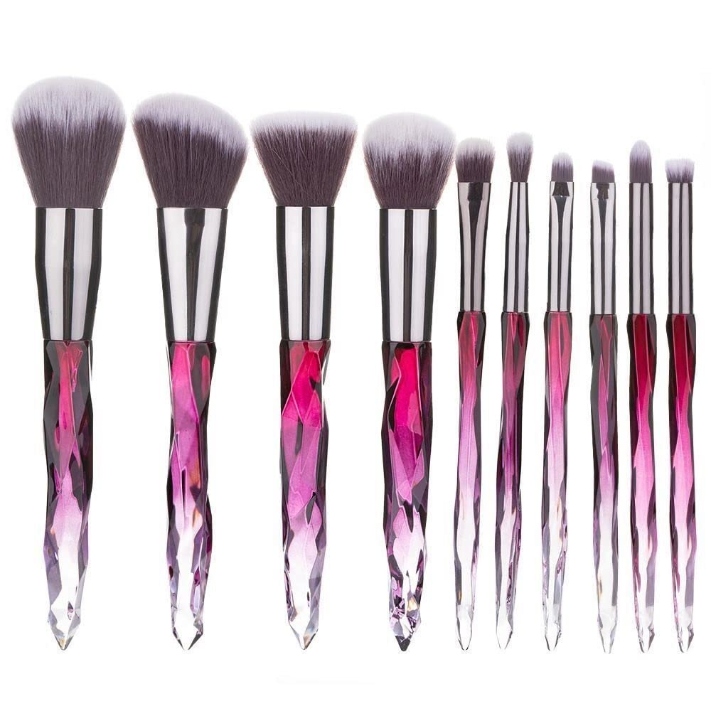 FRAHS Makeup Brushes 10PCS Crystal Makeup Brushes Set Cosmetic Beauty Powder Brush Concealer Eye Shadow Complete Makeup Kit Gift of Choice for mom, Wife or Female Friend. (Color : Red)