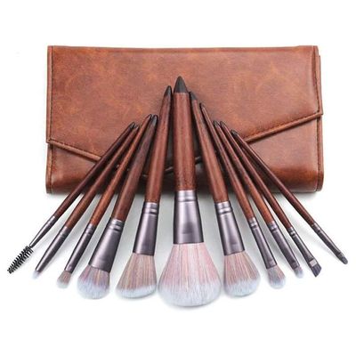 Sxdthy Makeup Brush Sets - 11PCS Wood Handle Soft Synthetic Fiber Hair Powder Blush Liquid Eyeliner Eyeshadow Lip Eyebrow Brush Cruelty-Free Synthetic Fiber Bristles,