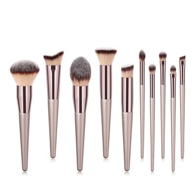 FRAHS 10Pcs Champagne Makeup Brushes Set for Cosmetic Foundation Powder Blush Eyeshadow Kabuki Make Up Brush Gift of Choice for mom, Wife or Female Friend.