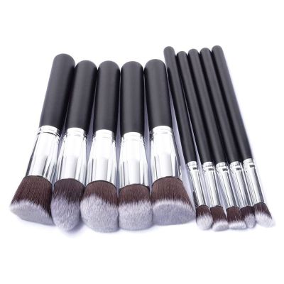 Sxdthy Makeup Brushes,10 PCs Travel Professional Makeup Brushes Set Cruelty-Free Synthetic Fiber Bristles, (Color : Silver)
