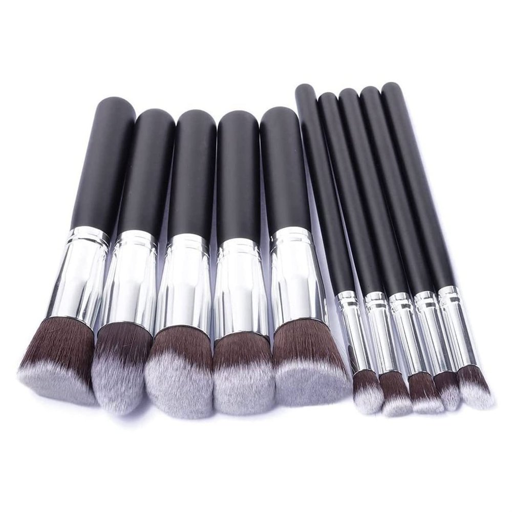 Sxdthy Makeup Brushes,10 PCs Travel Professional Makeup Brushes Set Cruelty-Free Synthetic Fiber Bristles, (Color : Silver)