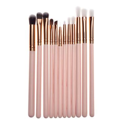 FRAHS Eye Makeup Brushes 12 pcs Eyeshadow Makeup Brushes Set Soft Synthetic Hairs Wood Handle Gift of Choice for mom, Wife or Female Friend. (Color : Pink)