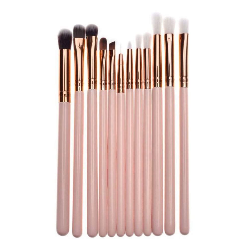 FRAHS Eye Makeup Brushes 12 pcs Eyeshadow Makeup Brushes Set Soft Synthetic Hairs Wood Handle Gift of Choice for mom, Wife or Female Friend. (Color : Pink)