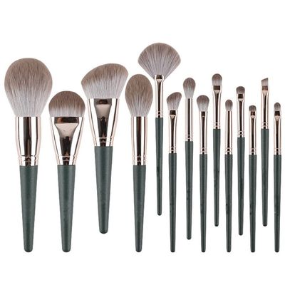 Sxdthy 14pcs Makeup Brushes Set Foundation Blush Natural Soft Eyeshadow Professional Cosmetic Brush Cruelty-Free Synthetic Fiber Bristles, (Color : Green)