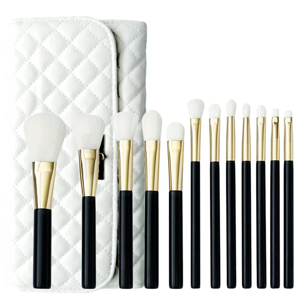 FRAHS Makeup Brush Set, Premium Cosmetic Wood Handle Brushes 12pcs for Foundation Blending Blush Concealer Eye Shadow, Synthetic Fiber Bristles Gift of Choice for mom, Wife or Female Friend.