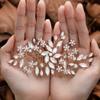 Foyte Crystal Bride Wedding Hair Comb Flower Bridal Headpieces Rhinestone Leaf Hair Pieces Pearl Hair Vines Bridesmaid Side Combs Hair Accessories for Women (gold flower) view 1