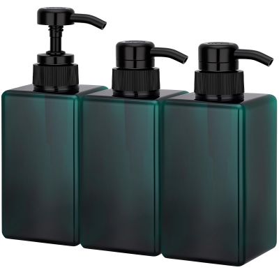 Suream 3Packs Empty Pump Shampoo Bottles, 15oz/450ml Refillable Conditioner Dispenser for Bathroom, Reusable Liquid Dispenser Bottle for Kitchen Sink, Laundry Room, Salon, SPA, Restaurant, Blue