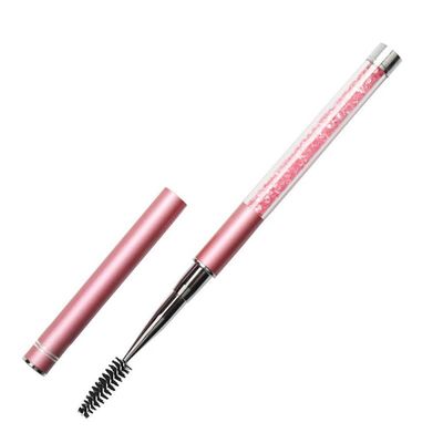 SKYPIA Eyelashes Comb Curlers Makeup Brush Mascara Brush Make Up Wands Eyebrow Brush with Cap Travel Accessories (PINK)