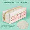 besharppin Preppy Makeup Bag, Synthetic Leather Patch Cosmetic Bag with SKIN Chenille Letter for Travel, Gift for Girlfriend or Wife, Present for Girls, Daughter, Sister and Mother view 4