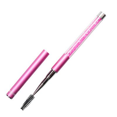 SKYPIA Eyelashes Comb Curlers Makeup Brush Mascara Brush Make Up Wands Eyebrow Brush with Cap Travel Accessories (HOT PINK)
