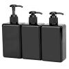 Suream Empty Shampoo Bottles with Pump, 3Pack 9.5oz/280ml Refillable Body Wash Dispensers for Shower, Black Plastic Countertop Soap Bottle for Bathroom, Kitchen Sink, Hotle, Salon view 1