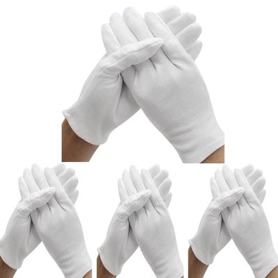 24 Pcs (12 Pair) White Cotton Gloves for Dry Hand Moisturizing Cosmetic Eczema Hand Spa and Coin Jewelry Inspection, Checking Gloves,Serving Gloves Stretchable Lining Gloves Moisturizing Gloves