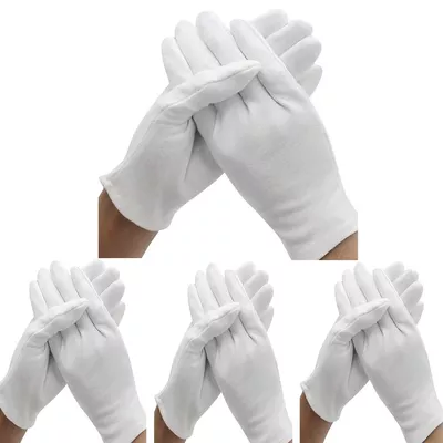 24 Pcs (12 Pair) White Cotton Gloves for Dry Hand Moisturizing Cosmetic Eczema Hand Spa and Coin Jewelry Inspection, Checking Gloves,Serving Gloves Stretchable Lining Gloves Moisturizing Gloves