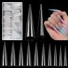 500Pcs Stiletto Nail Tips for Acrylic Nails, XL Long Clear False Nails Tips Soft Traceless, Half Cover Tapered Square False Nail Tips for Nail Extension Nail Art, Home DIY Nail Salon 10 Sizes view 1