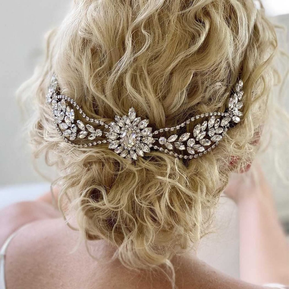 Foyte Crystal Bride Wedding Headpieces Flower Bridal Hair Vines Rhinestone Leaf Hair Pieces Pearl Hair Comb Bridesmaid Side Combs Hair Accessories for Women (rhinestone hair comb)