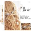 Foyte Crystal Bride Wedding Headpieces Flower Bridal Hair Vines Rhinestone Leaf Hair Pieces Pearl Hair Comb Bridesmaid Side Combs Hair Accessories for Women (rhinestone hair comb) view 2