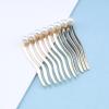 Allereyae Vintage White Pearl Hair Comb Barrette - Tiny Wedding Headpiece - Gold Bride Hair Accessory view 3