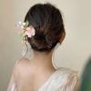 Chinese Dangling Hair Sticks,Pink Flower Chinese Hair Sticks with Tassel,Ancient Chinese Hair Accessories for Women view 2