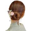 Chinese Dangling Hair Sticks,Pink Flower Chinese Hair Sticks with Tassel,Ancient Chinese Hair Accessories for Women view 4