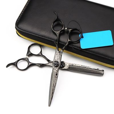 Professional Hair Cutting Shears, 6 Inch Japanese 440C Stainless Steel Professional Hair Scissors Set, Thinning Scissors Set, Barber Shears Kit (Color : Black)