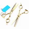 Professional Hair Cutting Shears, 6 Inch Japanese 440C Stainless Steel Professional Hair Scissors Set, Thinning Scissors Set, Barber Shears Kit (Color : Gold) view 2