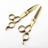 Professional Hair Cutting Shears, 6 Inch Japanese 440C Stainless Steel Gold Hair Scissors Set,Straight Thinning Scissors Set, Barber Shears (Color : Yellow) view 2