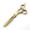 Professional Hair Cutting Shears, 6 Inch Japanese 440C Stainless Steel Gold Hair Scissors Set,Straight Thinning Scissors Set, Barber Shears (Color : Yellow) view 3