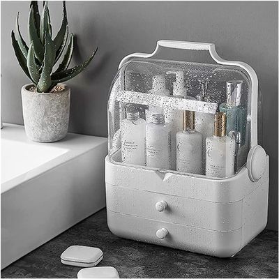 NIUBB Makeup Storage Organizer Portable Cosmetic Storage Box Skin Care Products Desktop Storage Flip Makeup Case Suitable for Bathroom Bedroom Dresser Cosmetic Organizer (Color : B)