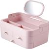 NIUBB Makeup Storage Organizer Portable Cosmetic Storage Box Skin Care Products Desktop Storage Box with Makeup Mirror Suitable for Bathroom Bedroom Dresser Cosmetic Organizer view 1