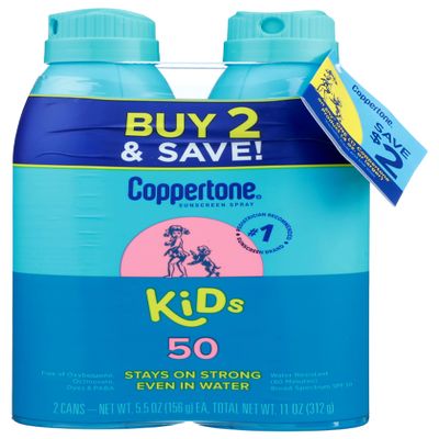 Coppertone Spf#50 Kids Sport Spray 5.5 Ounce Twin Pack