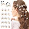 15 Pcs Small Pearl Hair Claw Clips Mini Pearl Claw Clips with Flower Design, Sweet Artificial Bangs Clips Decorative Hair Accessories for Women Girls view 1