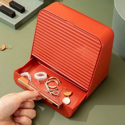 NIUBB Makeup Storage Organizer Creative Minimalist Cosmetic Lipstick Storage Box Desktop Partition Lipstick Storage Rack Suitable for Bathroom Bedroom Dresser Cosmetic Organizer (Color : Red)