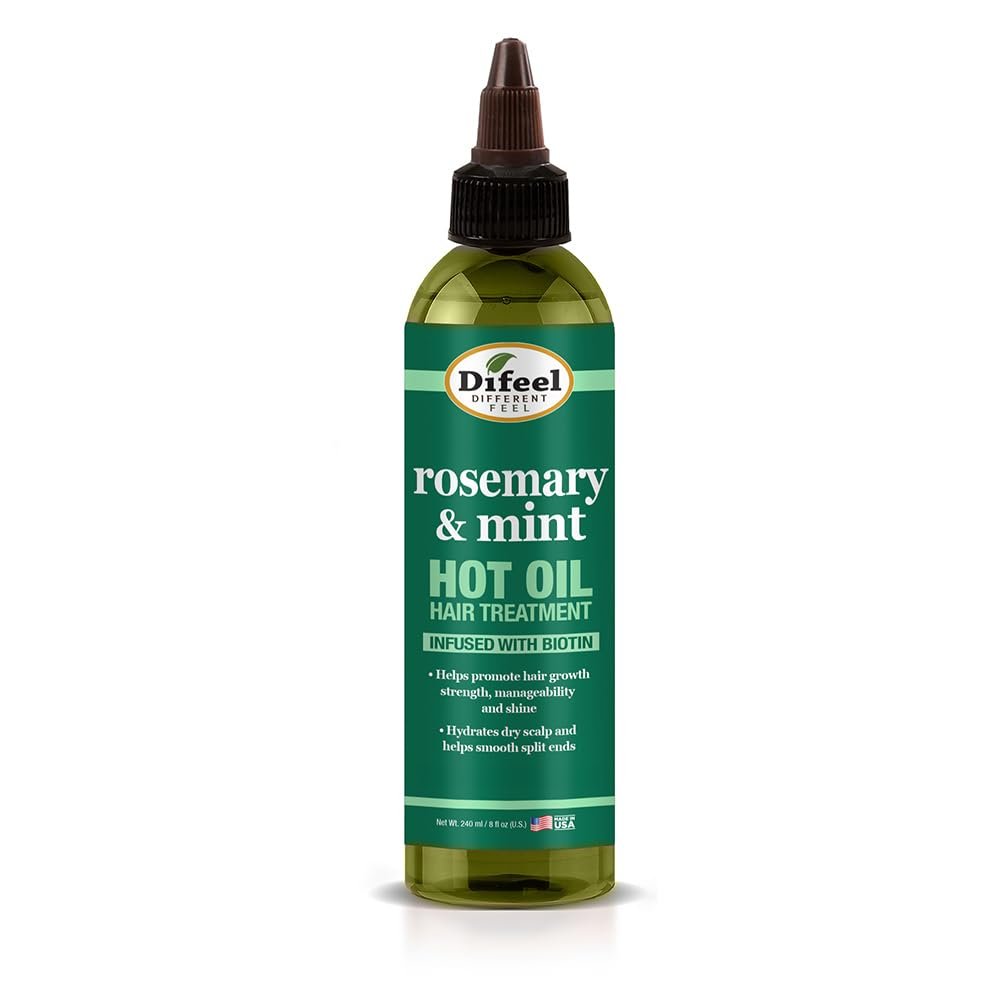 Difeel Hot Oil Hair Treatment with Natural Rosemary, Mint & Biotin 8 oz - Nourishing Treatment and Growth for Dry and Damaged Hair