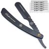 Parker SRXBLK Professional Stainless Steel ClipStyle Barber Razor  HeavyDuty Black Finish with 5 Refill Blades, Ergonomic Weight for Barbers & Straight Razor Shaving Enthusiasts view 1