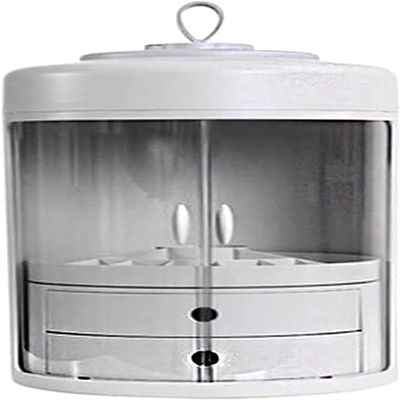 NIUBB Makeup Storage Organizer Portable Cosmetic Storage Box Skin Care Product Storage Box Creative Rotating Storage Box Suitable for Bathroom Bedroom Dresser Cosmetic Organizer (Color : White)