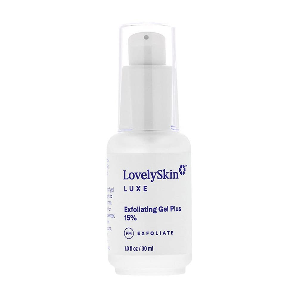 LovelySkin LUXE Exfoliating Gel (15%), Facial Exfoliant with Dead Sea Minerals and Vitamin C, Reduces Fine Lines, Wrinkles and Enlarged Pores, 1 oz