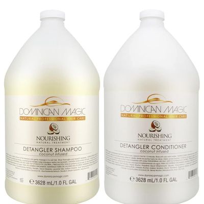Dominican Magic Coconut Detangler Shampoo and Conditioner - Natural Hydrating Shampoo and Conditioner with Coconut Oil and Aloe Vera for Dry Hair, (1 Gal x 2)