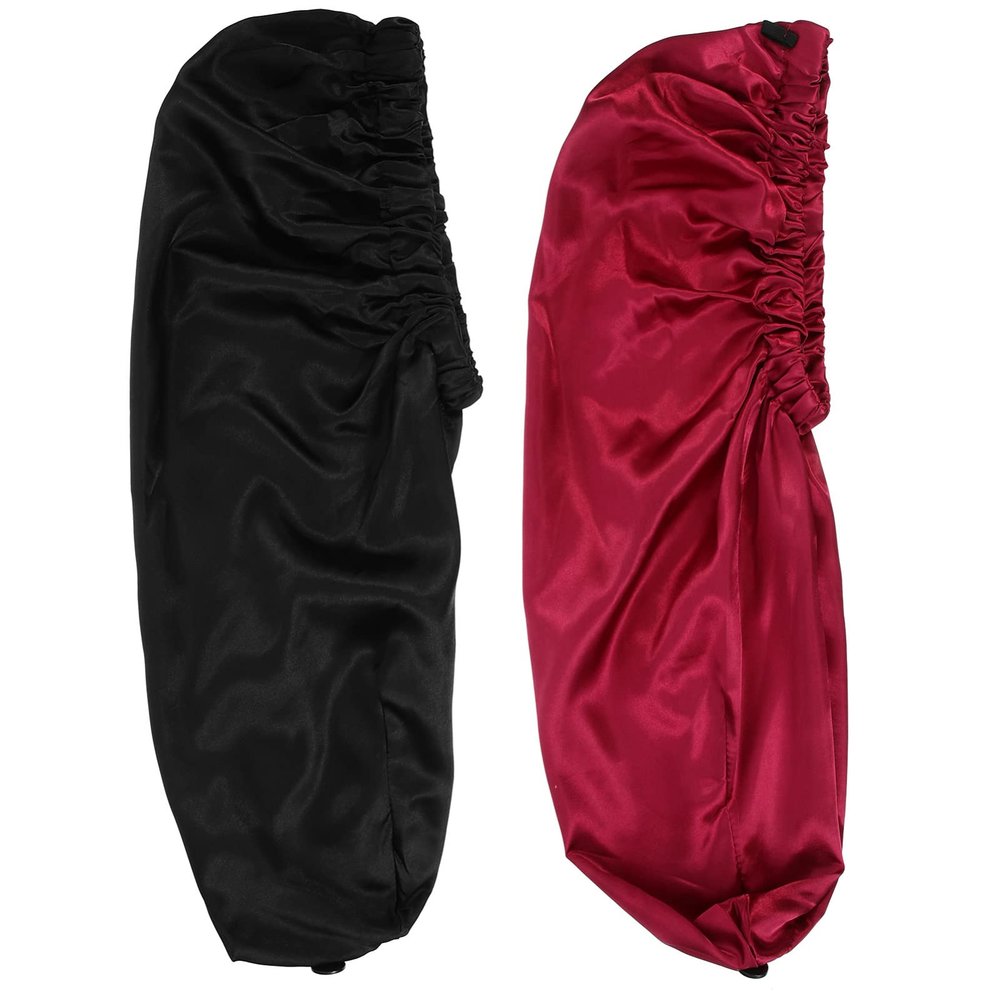 minkissy 2pcs Satin Sleep Bonnets for Women Comfortable Tube Hair Caps Elastic Design for Sleeping Face Washing Housework