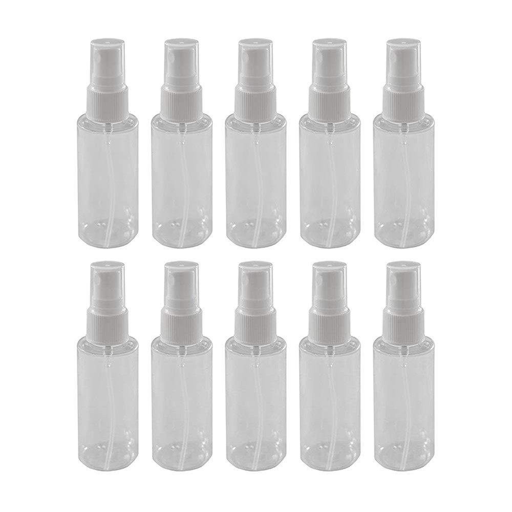 ZXMJYHK Portable refillable Glass Clear Empty Spray Bottle Transparent Empty Spray Bottles 2 Oz Plastic Mini Refillable Container Empty Cosmetic Containers 10Pcs